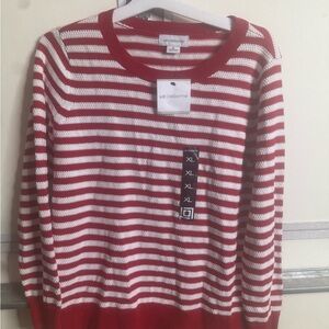Liz Claiborne Bold Red and White Knit Top